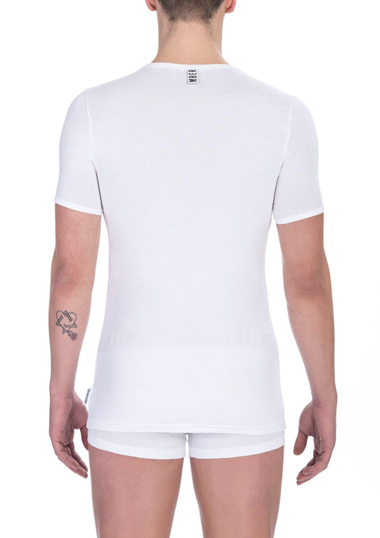 T-shirt da uomo in cotone bianco con scollo a V