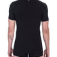 T-shirt nera da uomo in cotone con scollo a V