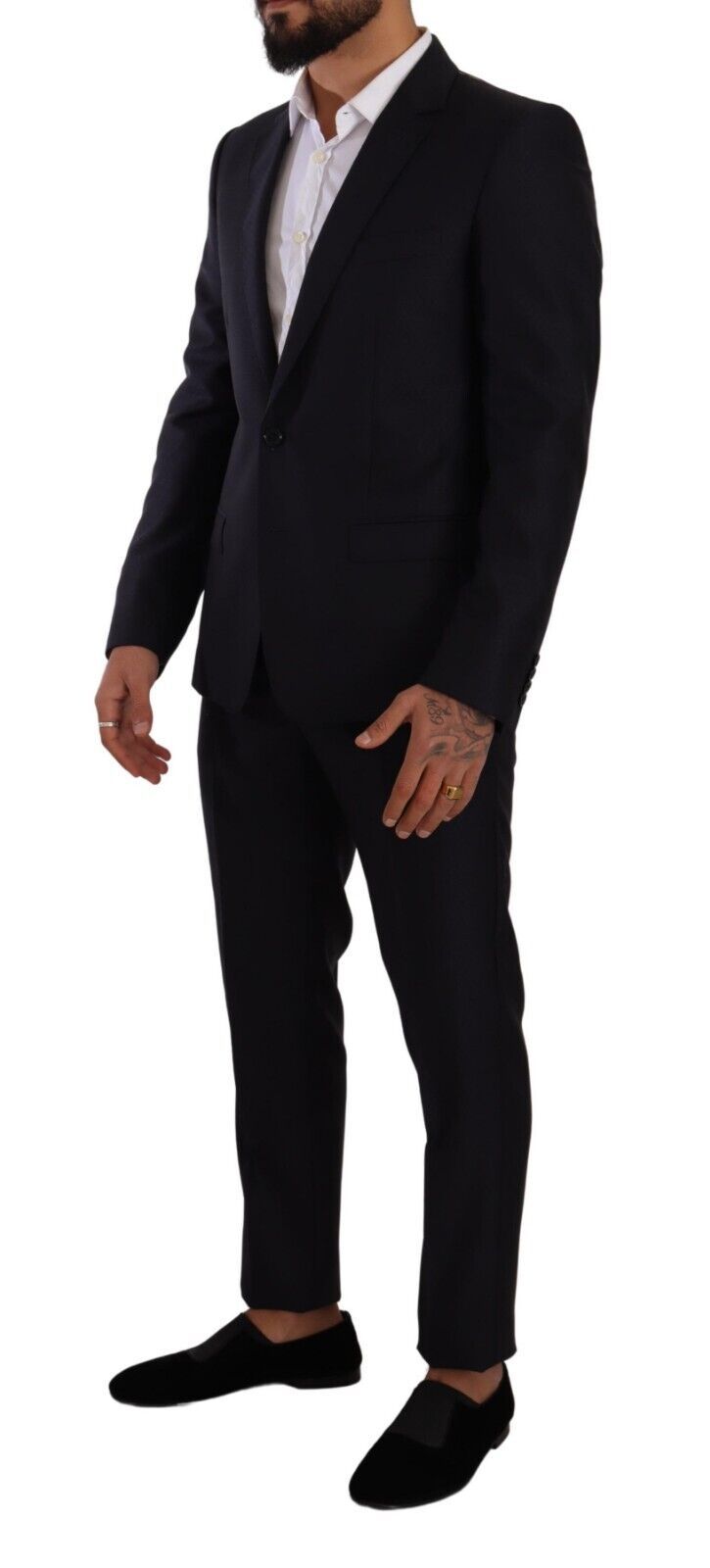 Elegante abito da uomo slim fit in lana, seta e cashmere