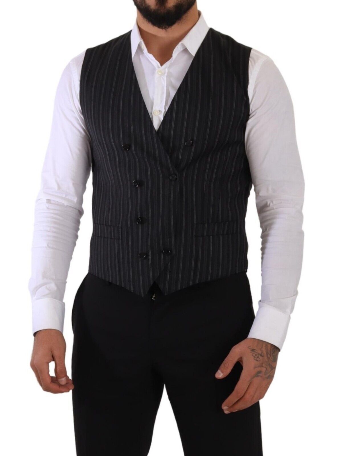 Elegante gestreifte zweireihige Weste