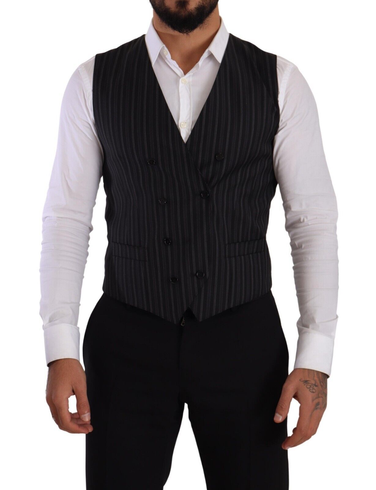 Elegante gilet doppiopetto a righe