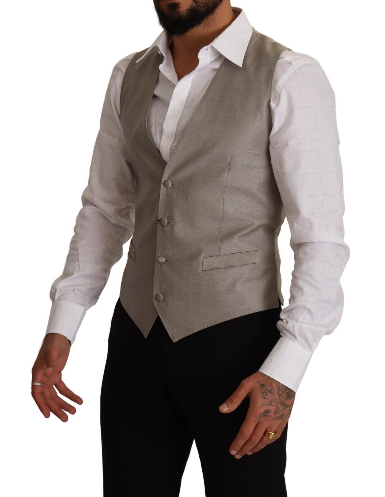 Elegante einreihige Weste in Beige