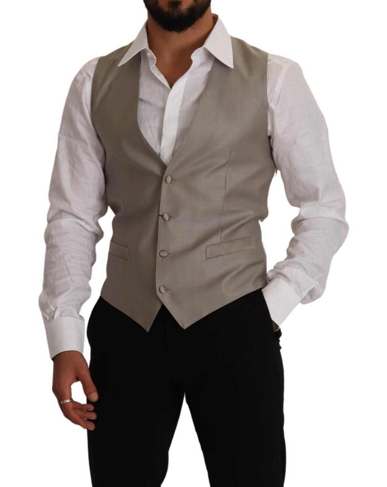Elegante einreihige Weste in Beige