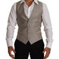 Elegant Single Breasted Dress Vest in Beige