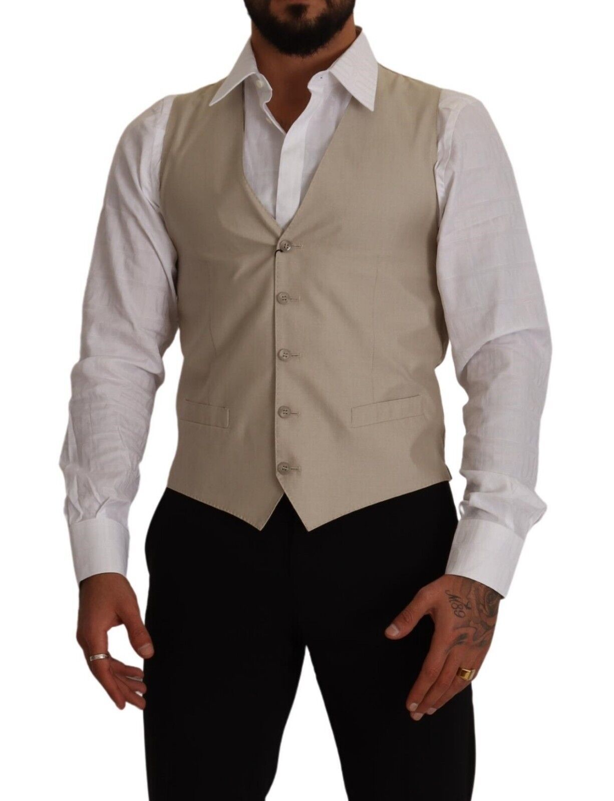 Beige Weste aus Baumwolle und Seide für formelle Anlässe