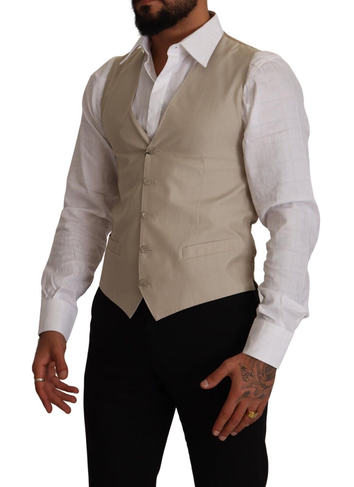 Beige Weste aus Baumwolle und Seide für formelle Anlässe