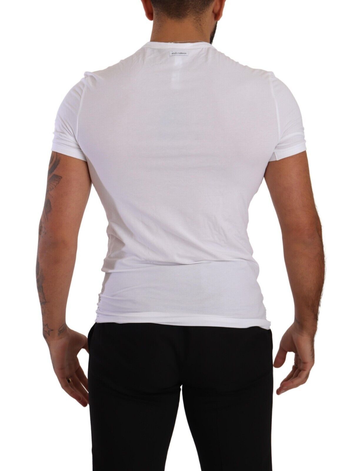 Elegantes weißes Rundhals-T-Shirt aus Baumwollmischung