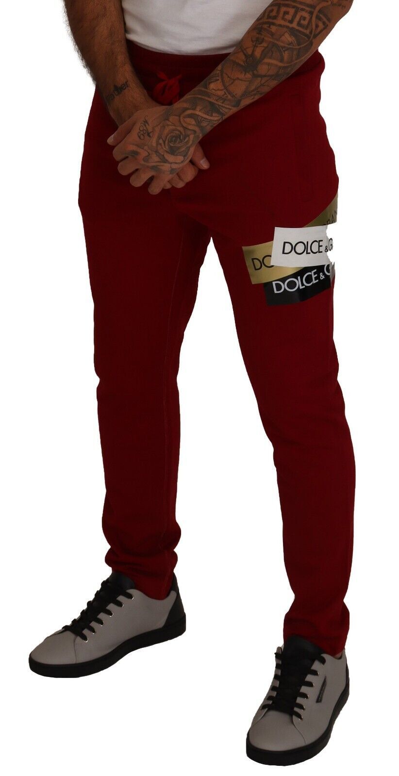 Elegante rote Jogginghose mit Kordelzugverschluss