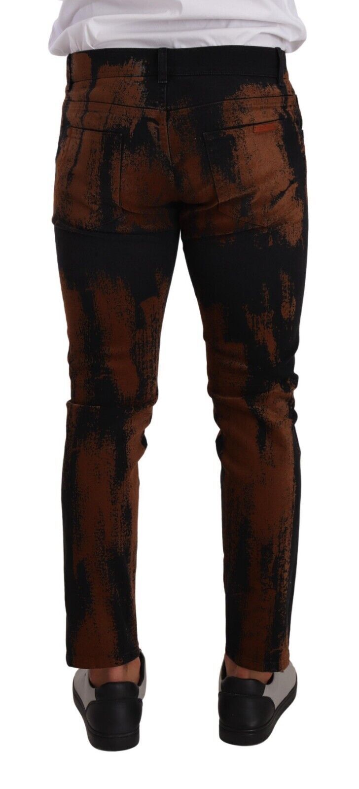 Schicke schwarzbraune Tie-Dye Slim Fit Jeans
