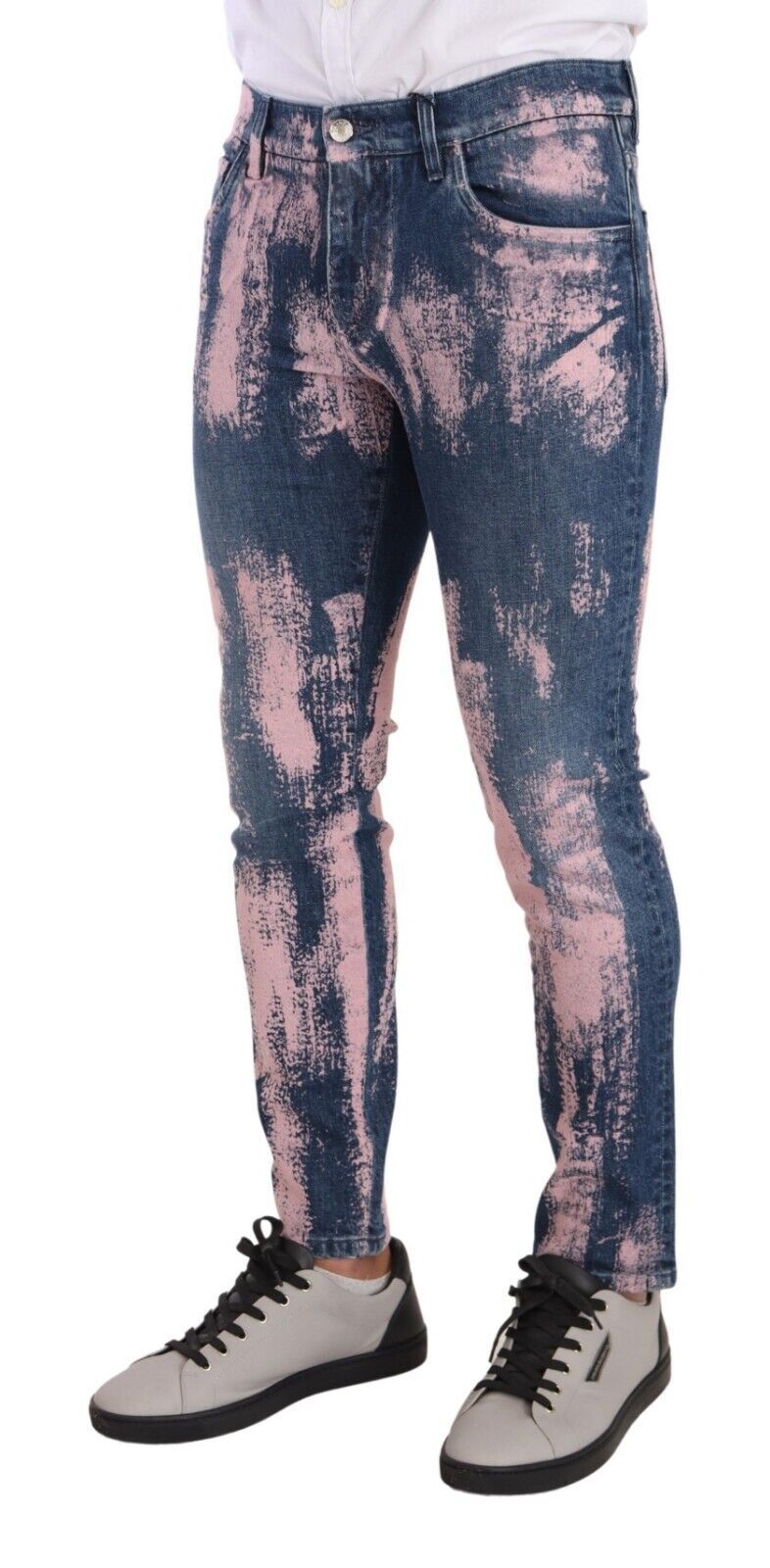 Elegante Skinny Slim Fit Denim Jeans im Batik-Look