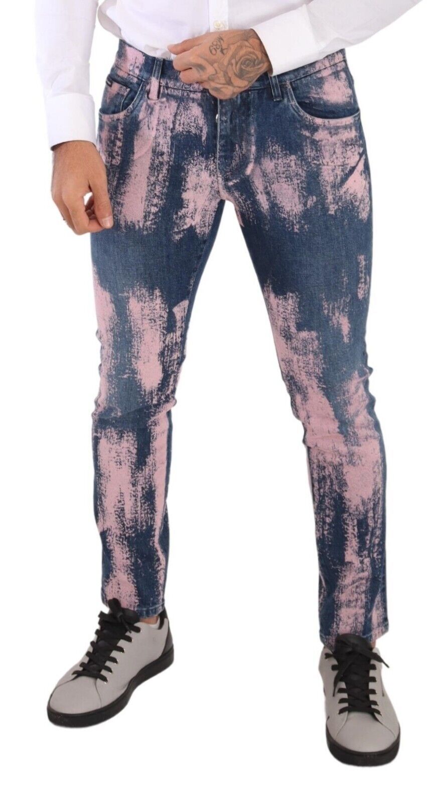 Elegante Skinny Slim Fit Denim Jeans im Batik-Look