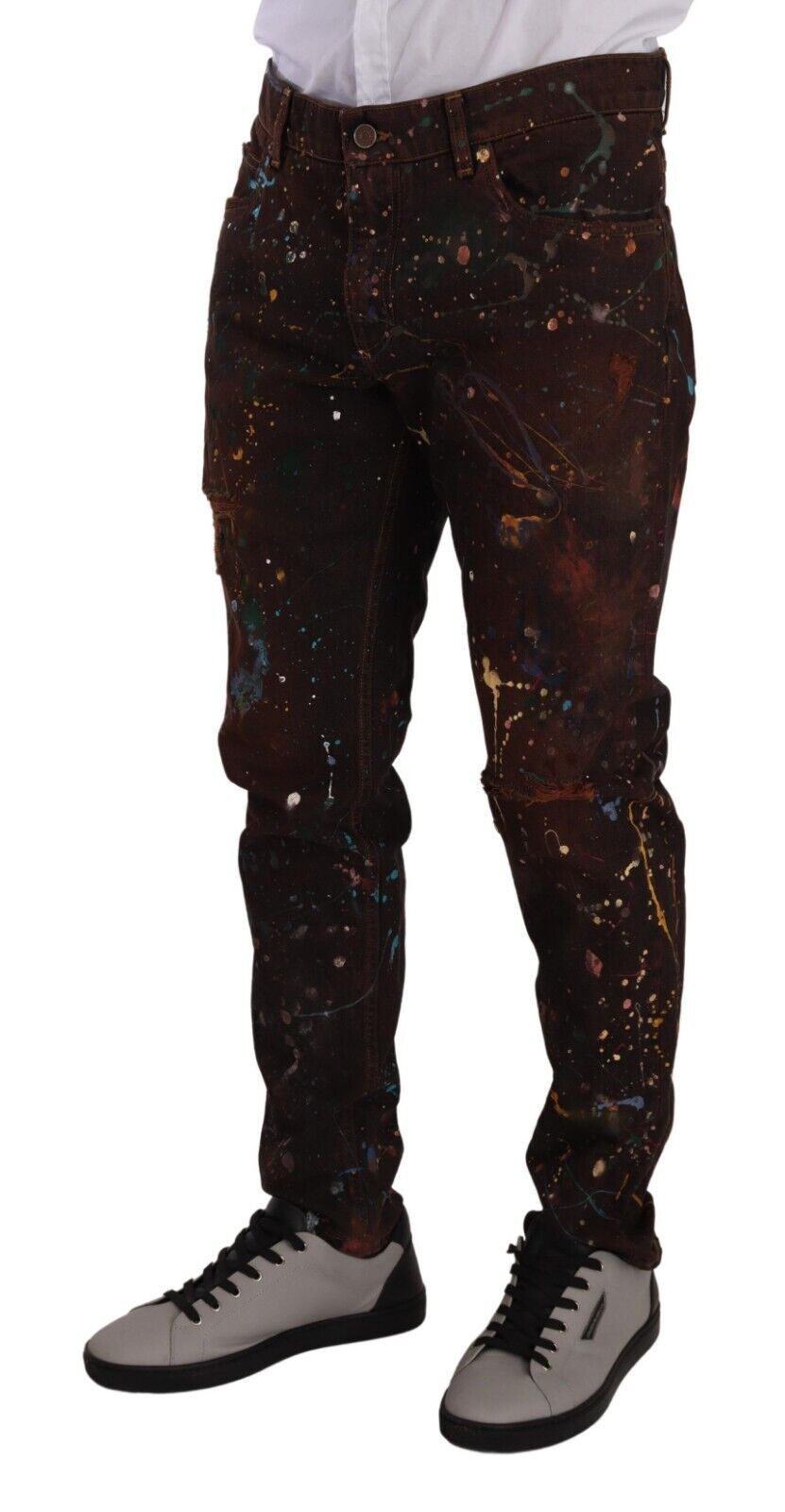 Elegante mehrfarbig bemalte Jeans