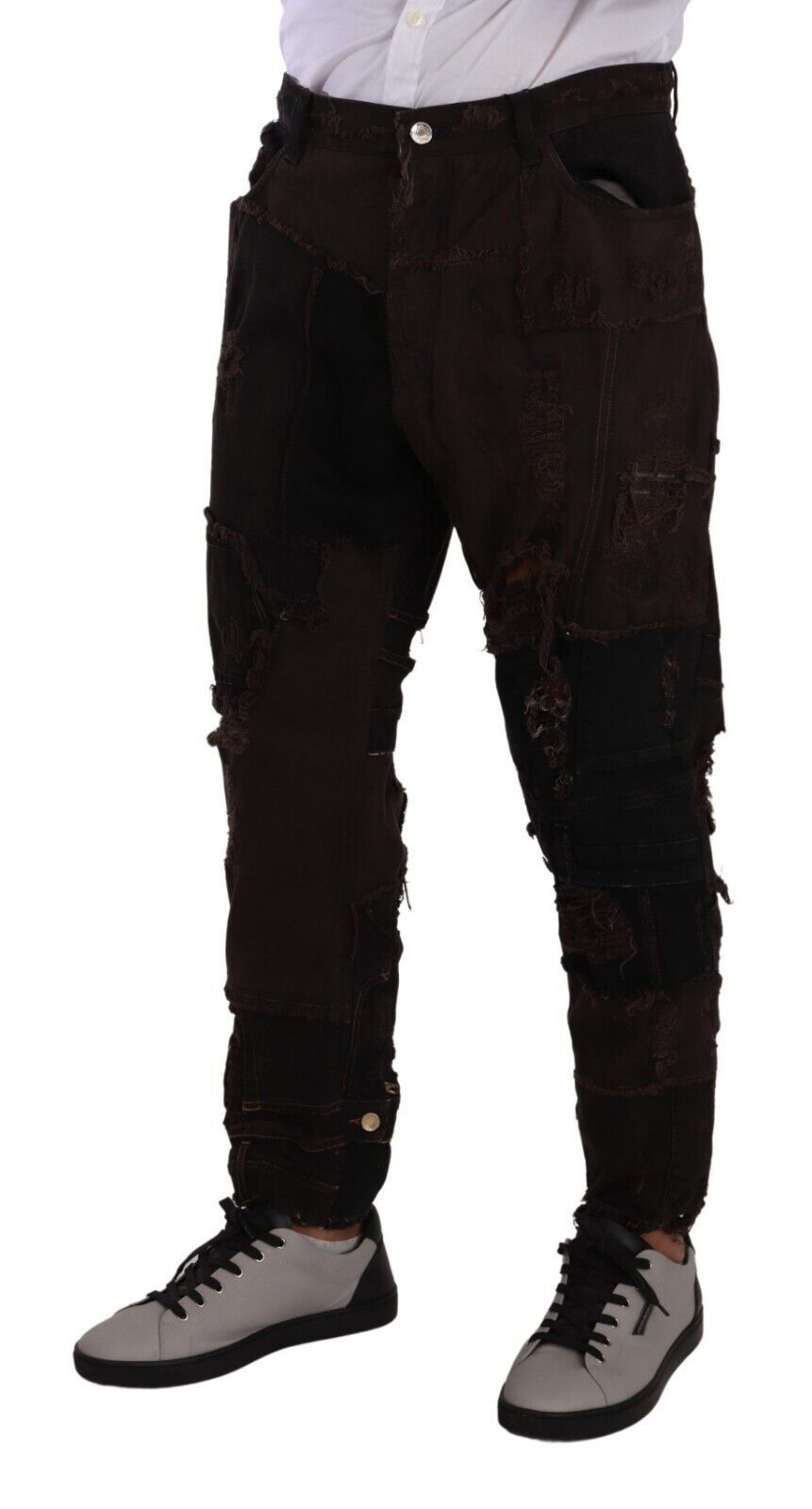 Elegante Distressed Patchwork Denim Jeans