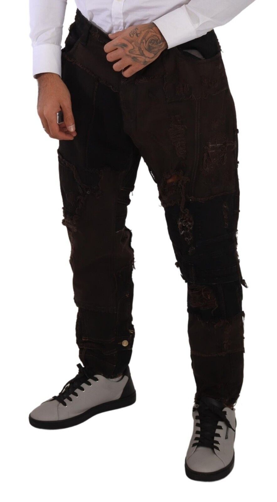 Elegante Distressed Patchwork Denim Jeans