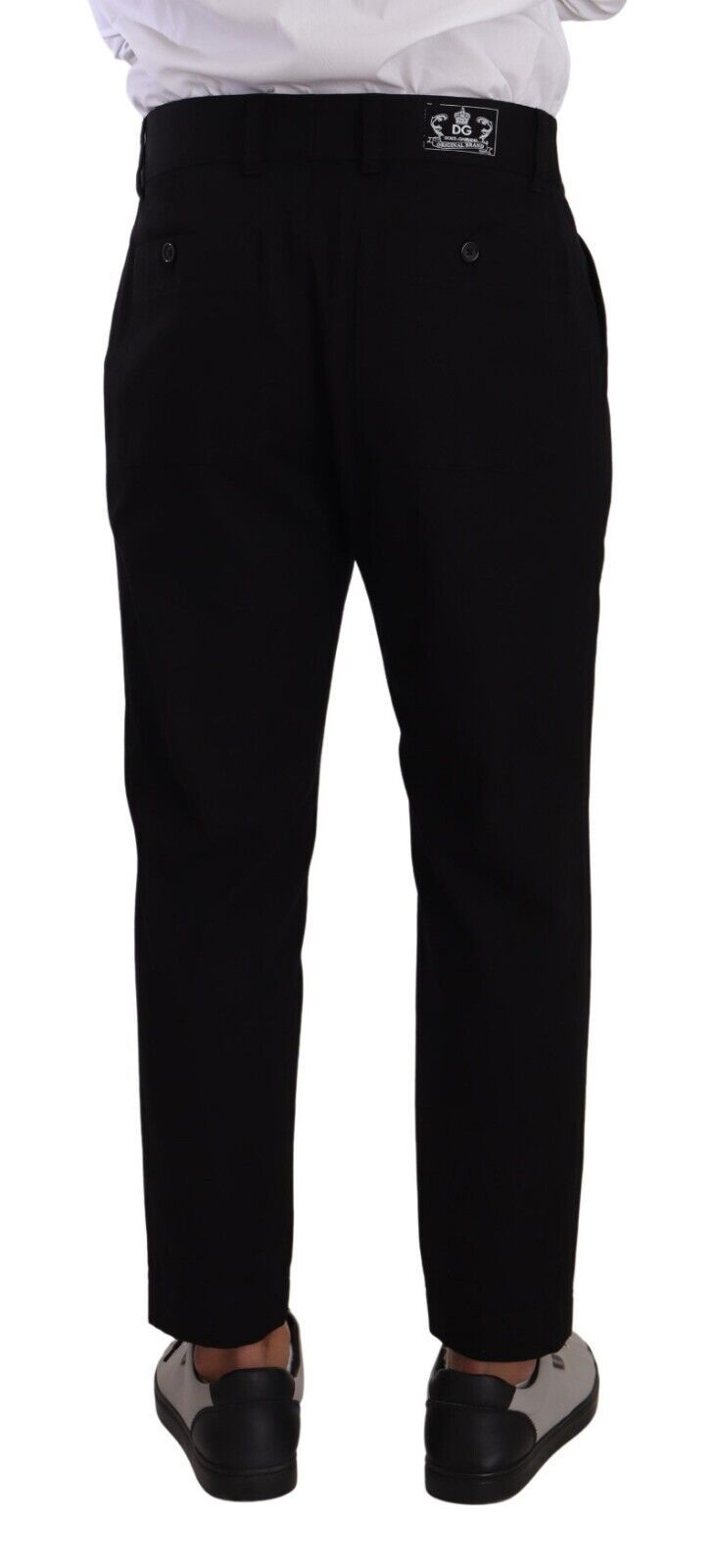 Elegante, schmal zulaufende schwarze Baumwoll-Chinos