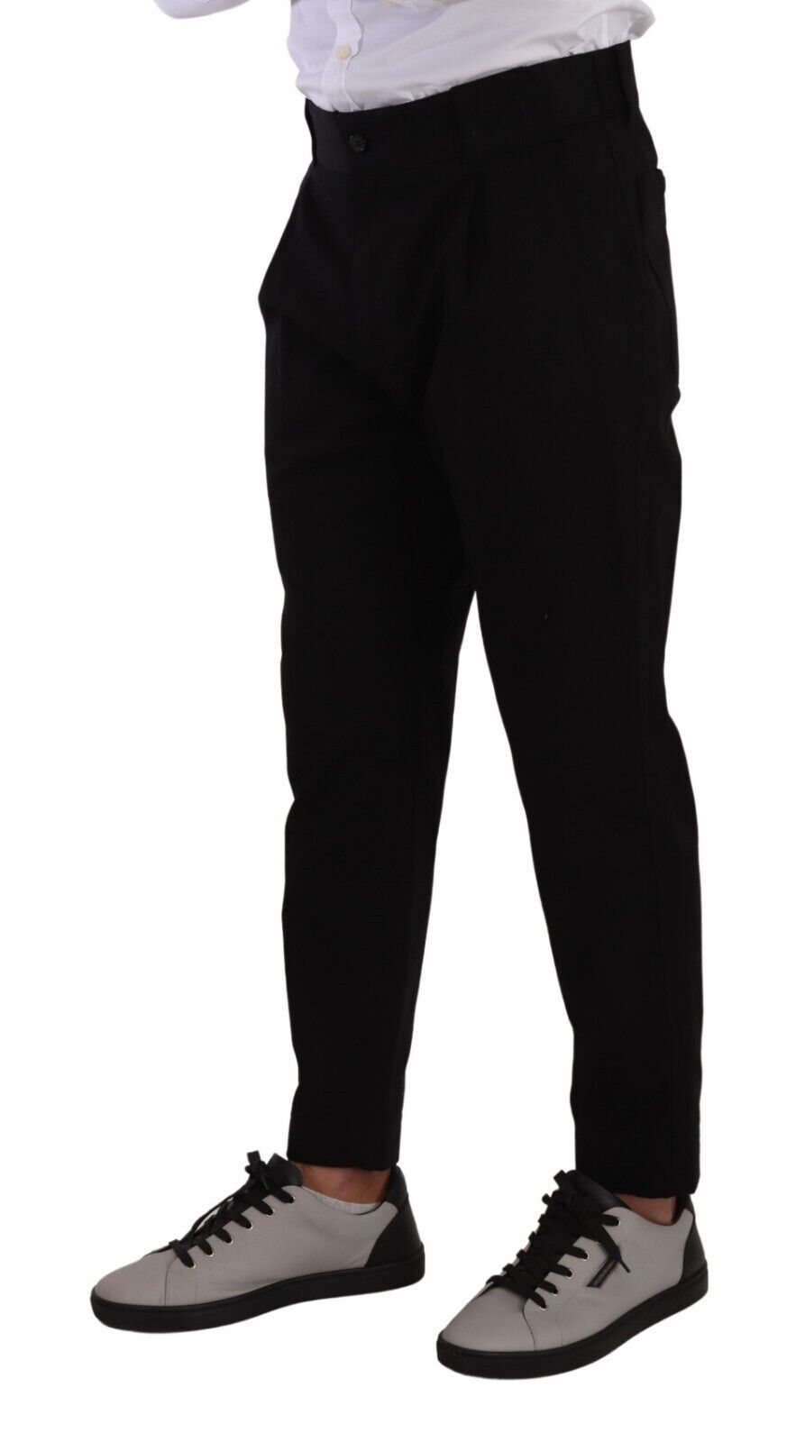 Elegante, schmal zulaufende schwarze Baumwoll-Chinos
