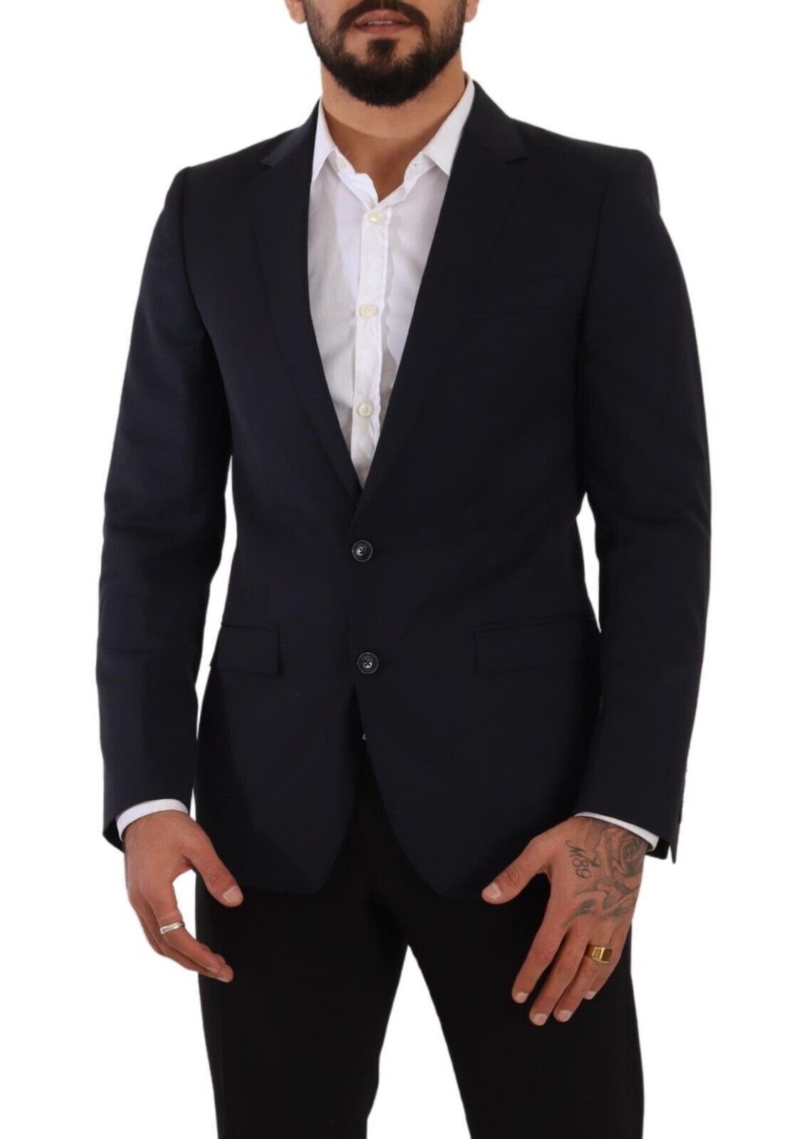 Eleganter, marineblauer Martini-Slim-Fit-Wollblazer