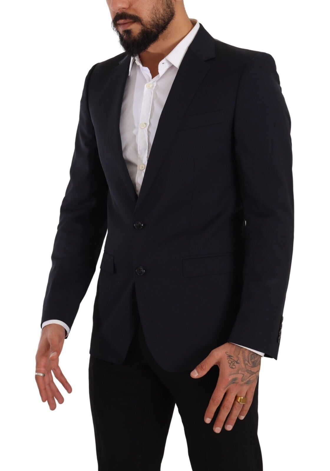 Eleganter, marineblauer Martini-Slim-Fit-Wollblazer