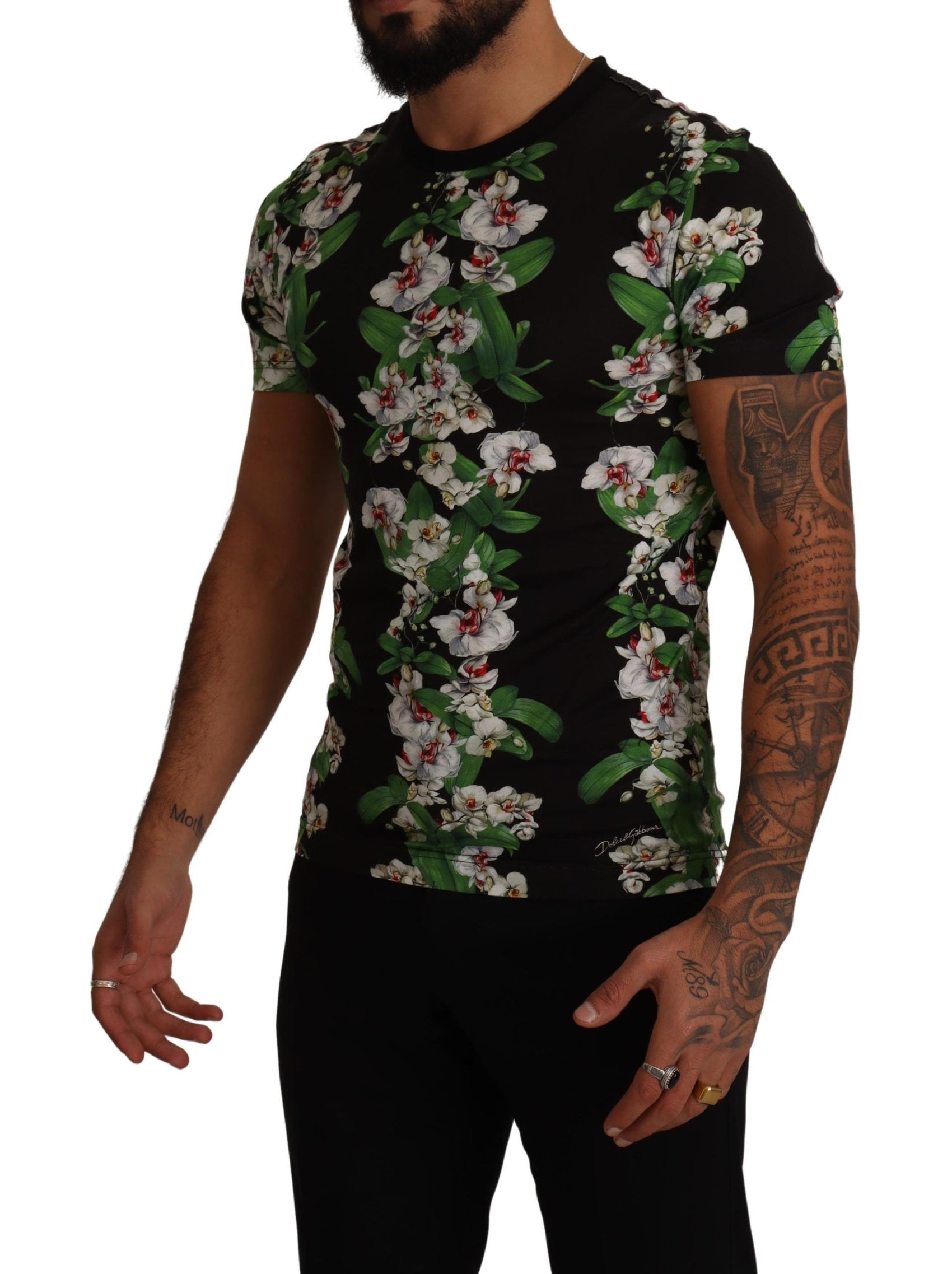 Elegantes florales Rundhals-T-Shirt für Herren