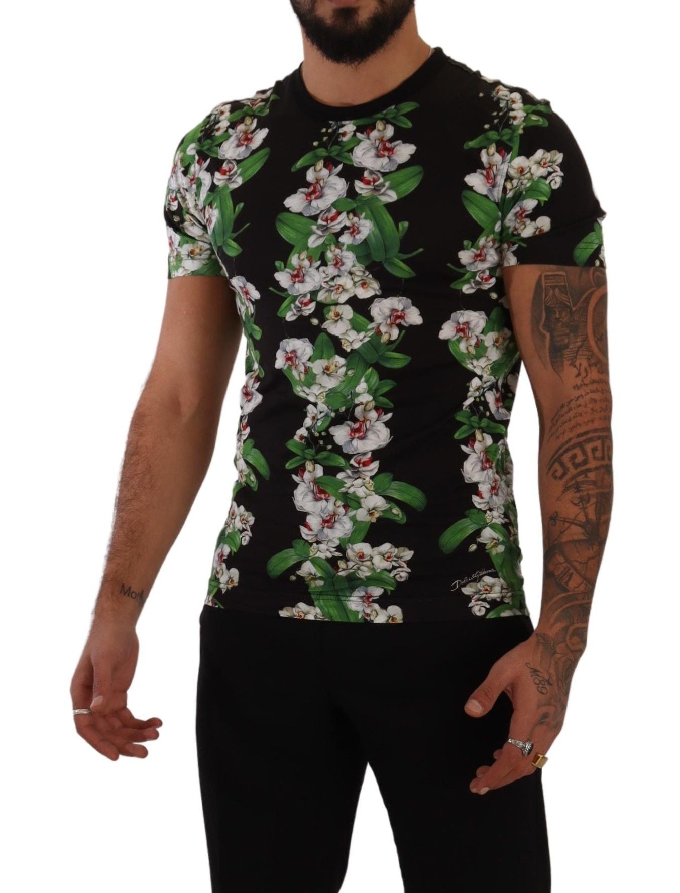Elegantes florales Rundhals-T-Shirt für Herren
