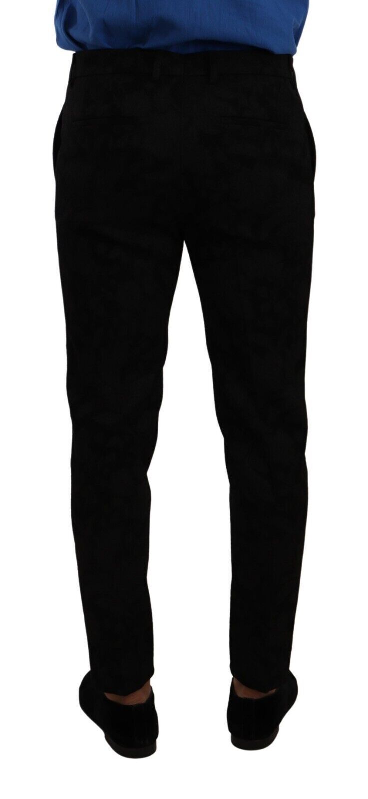 Elegante Slim Fit Anzughose aus schwarzem Brokat