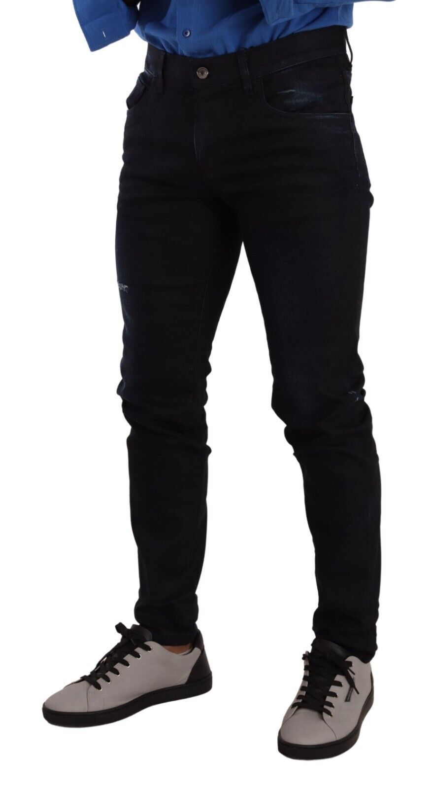 Elegante Slim Fit Dunkelblaue Denim-Jeans