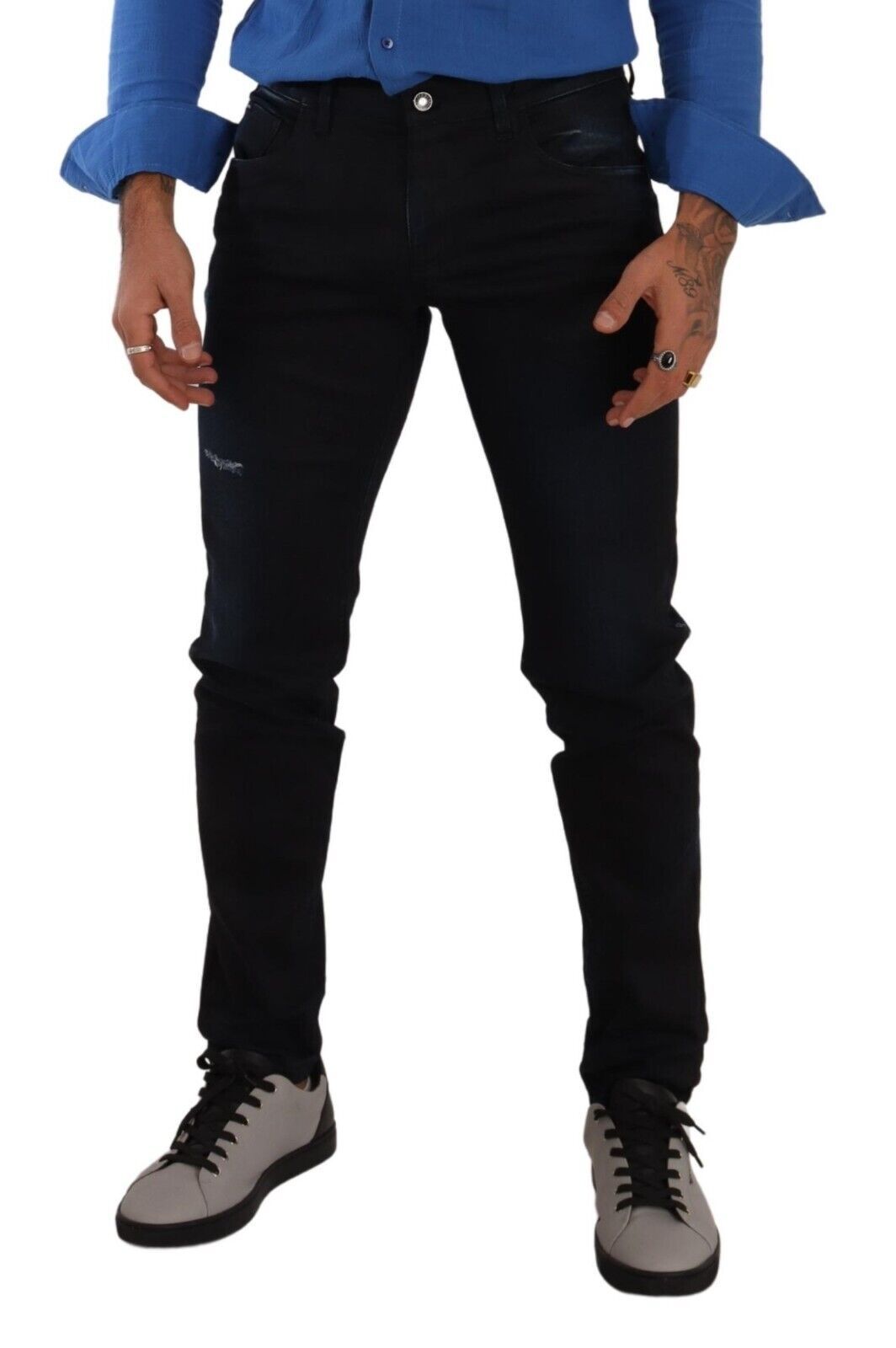Elegante Slim Fit Dunkelblaue Denim-Jeans
