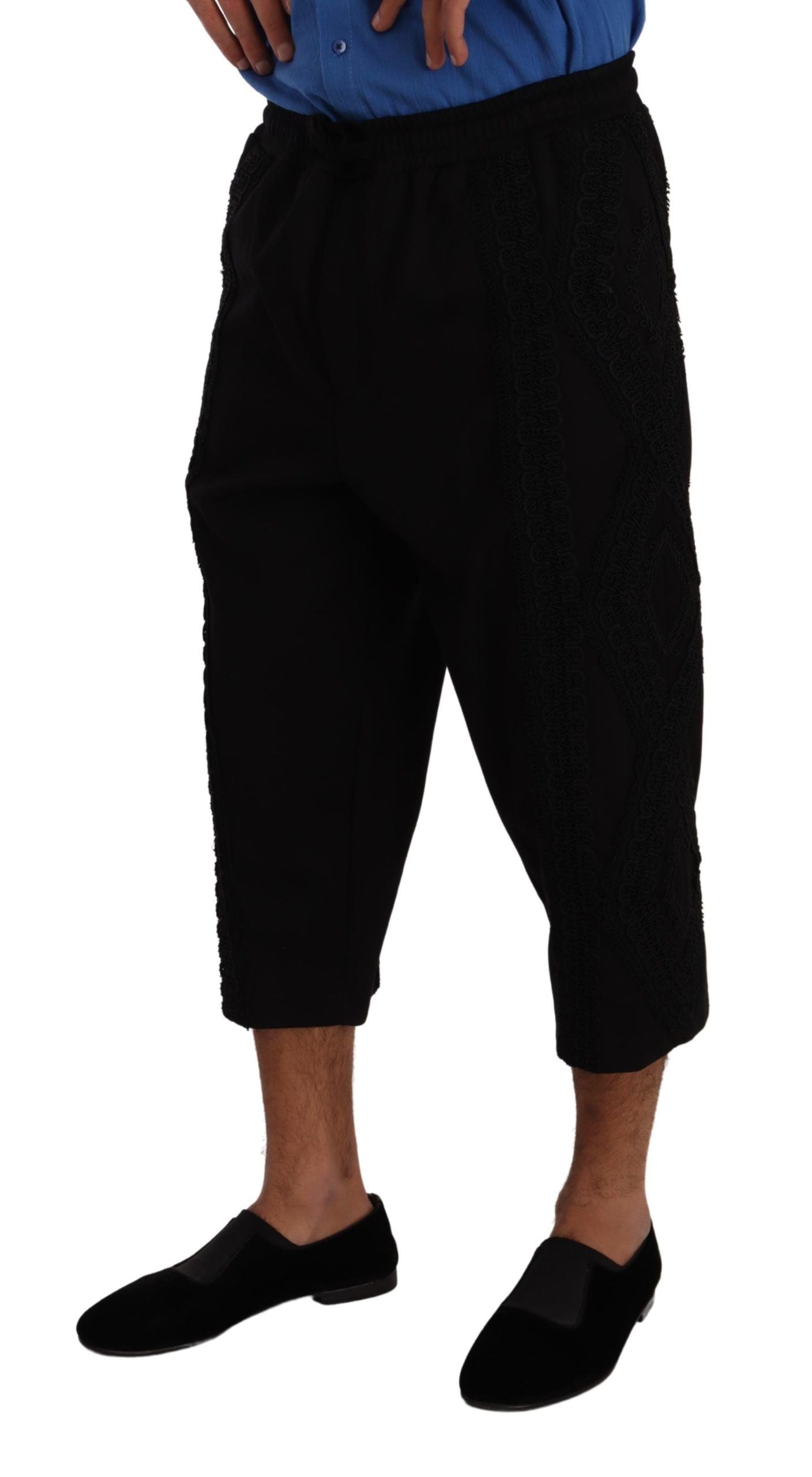 Elegante schwarze Cropped-Hose aus Baumwollmischung