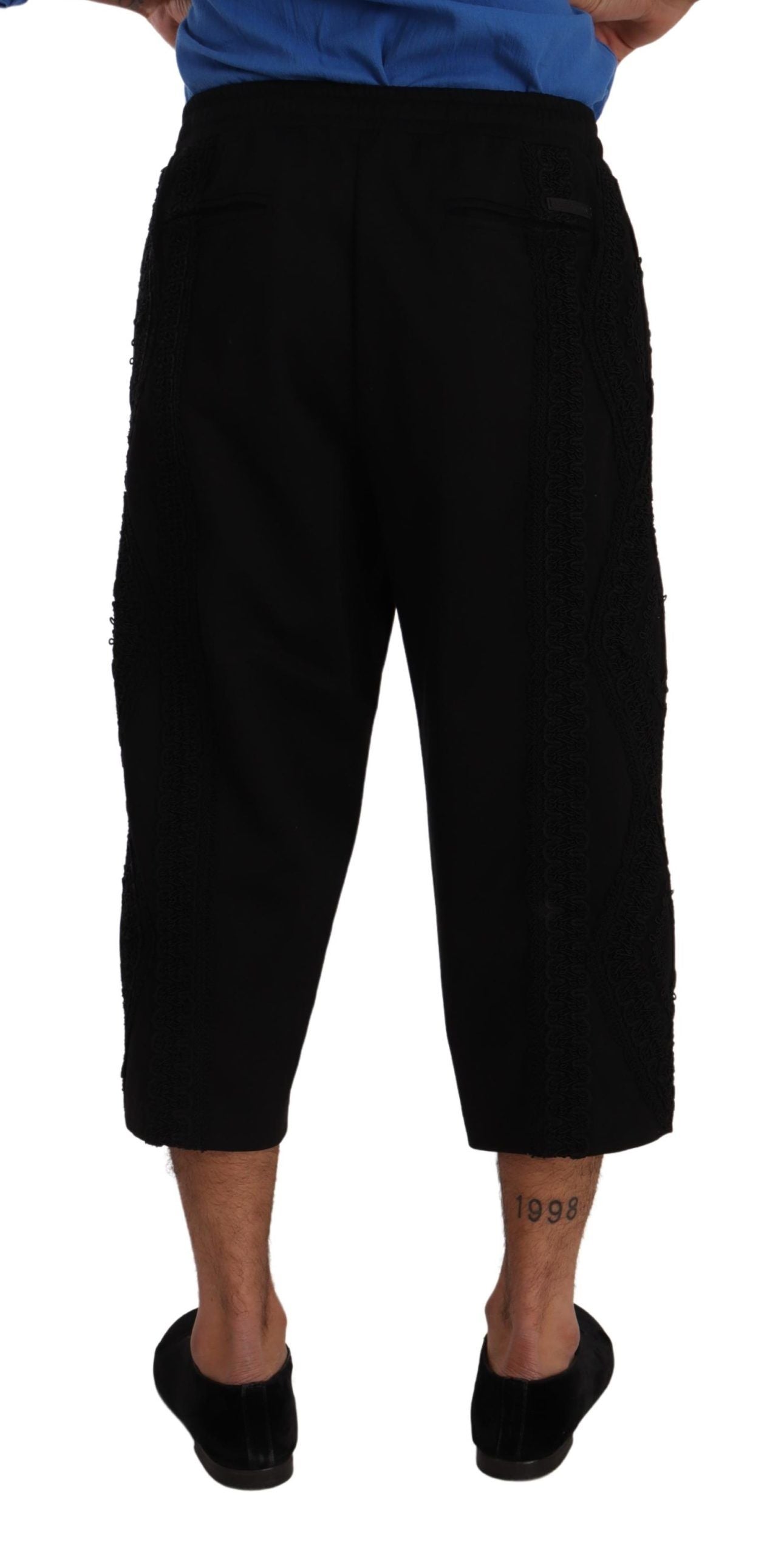 Elegante schwarze Cropped-Hose aus Baumwollmischung