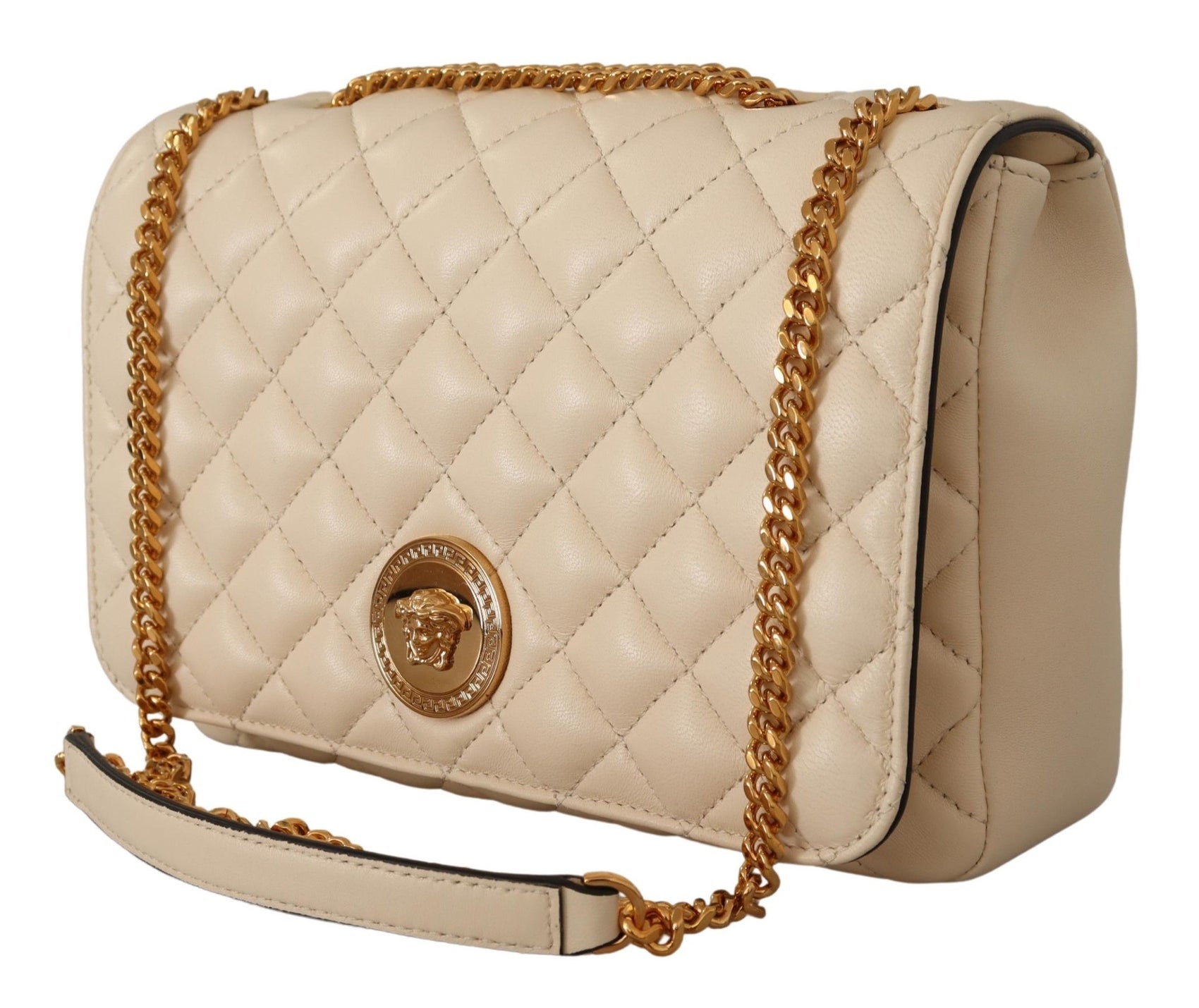Elegante borsa a tracolla in nappa bianca