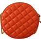 Elegant Round Nappa Leather Crossbody Bag