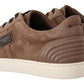 Elegant Brown Leather Sneakers for Men