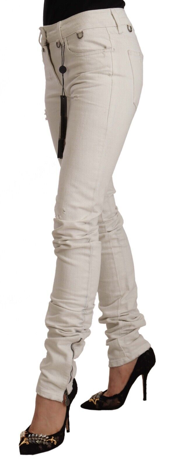 Jeans slim fit a vita media bianchi chic