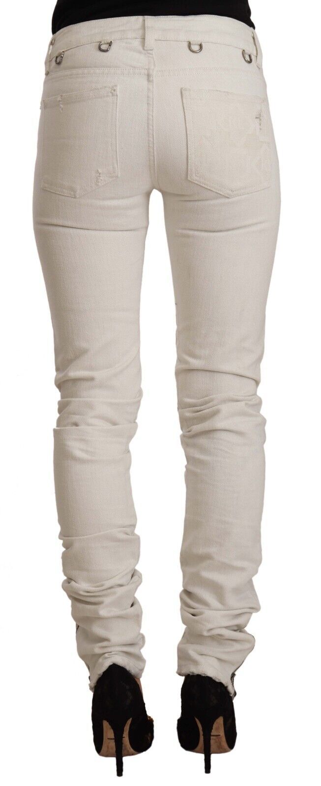 Jeans slim fit a vita media bianchi chic