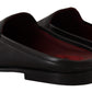 Exquisite Black & Burgundy Leather Slides