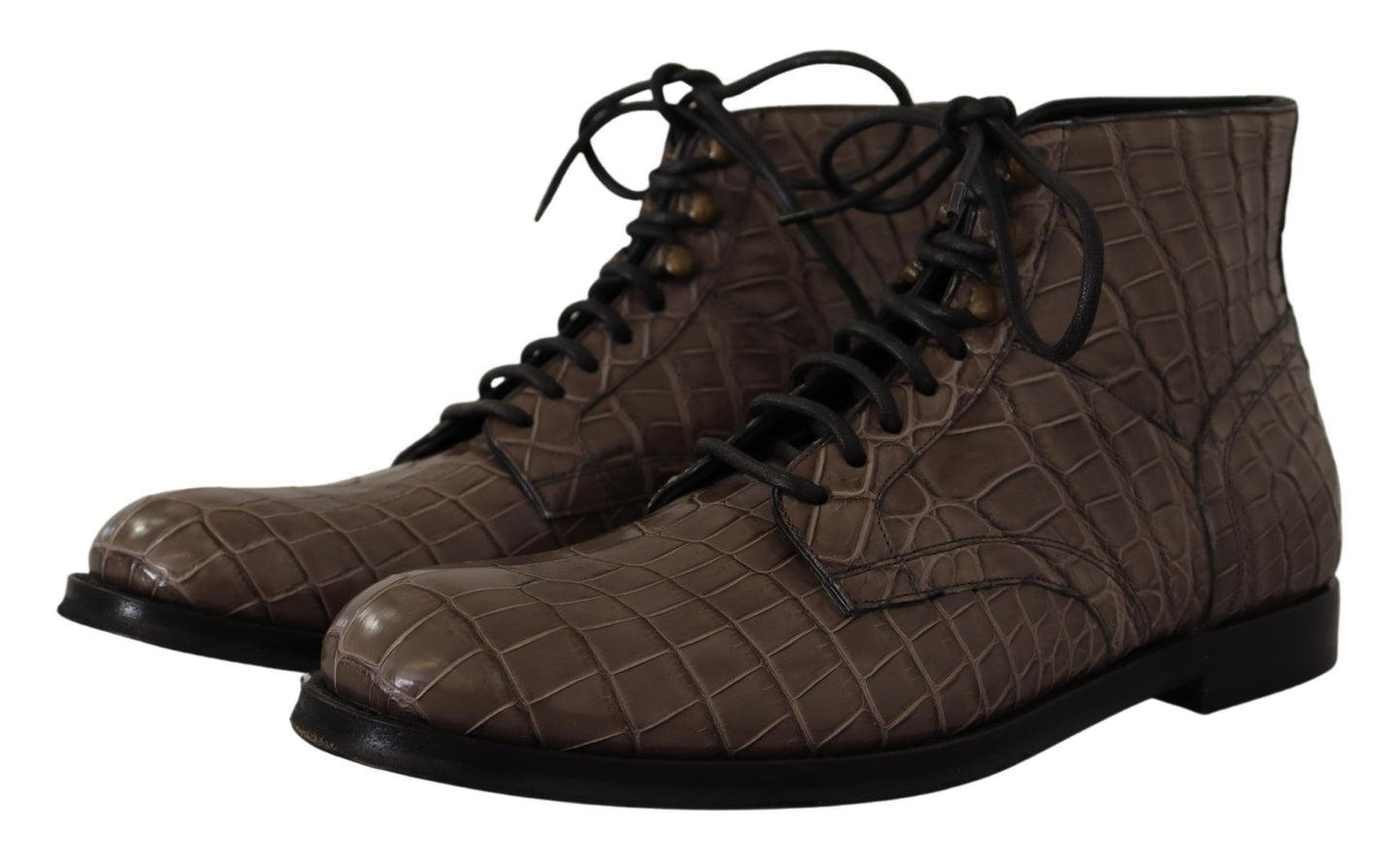 Elegante Krokodil-Derby-Brogue-Stiefel