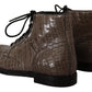 Elegante Krokodil-Derby-Brogue-Stiefel