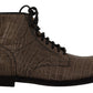 Elegante Krokodil-Derby-Brogue-Stiefel