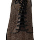 Elegante Krokodil-Derby-Brogue-Stiefel