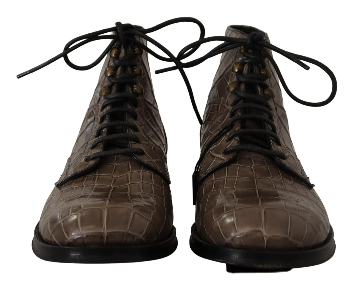 Elegante Krokodil-Derby-Brogue-Stiefel