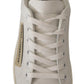 Elegant White Leather Sneakers with Gold Accents