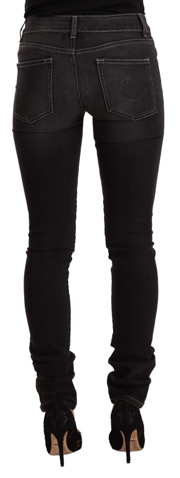 Schicke, schwarz verwaschene Slim Fit Jeans mit mittlerer Taille