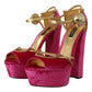 Ethereal Pink Velvet Crystal Sandals