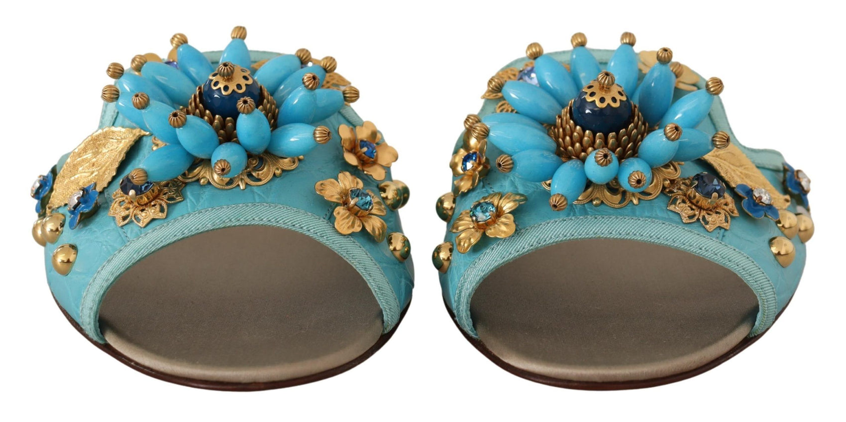 Exquisite Sandalen aus exotischem Leder mit Kristallverzierung