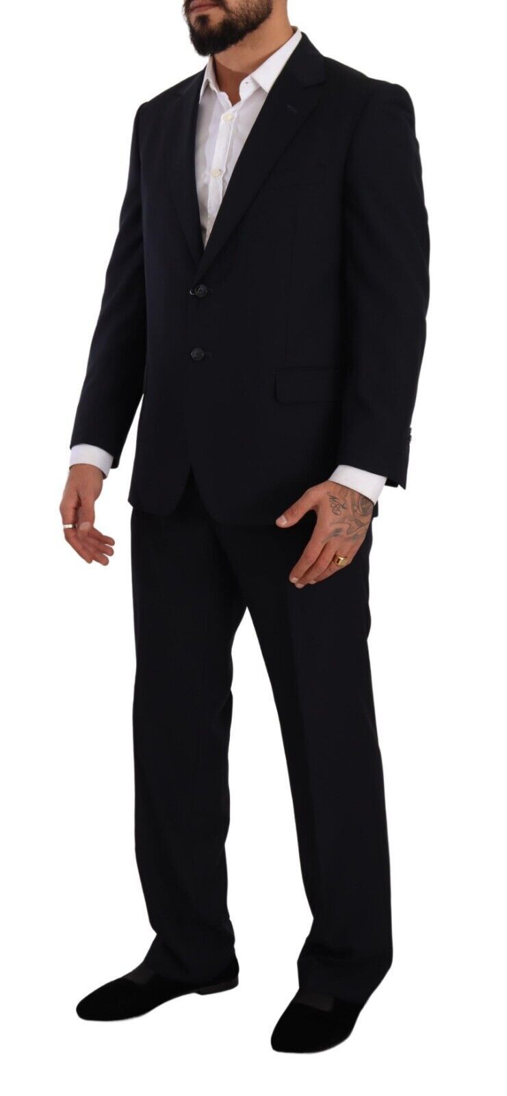 Exquisiter blauer Zweiteiler mit dekonstruiertem Blazer