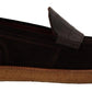 Elegant Suede Crocodile Loafers in Brown