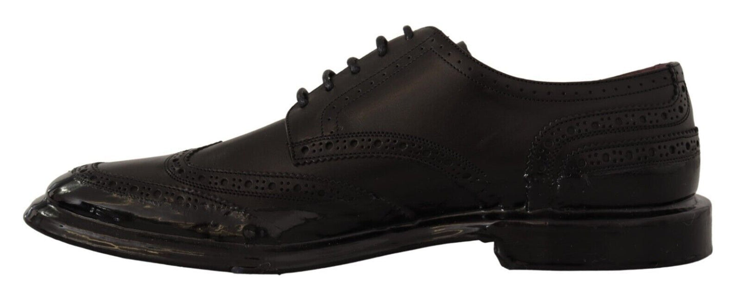 Eleganti Derby Oxford in pelle di vitello con punta a coda di rondine