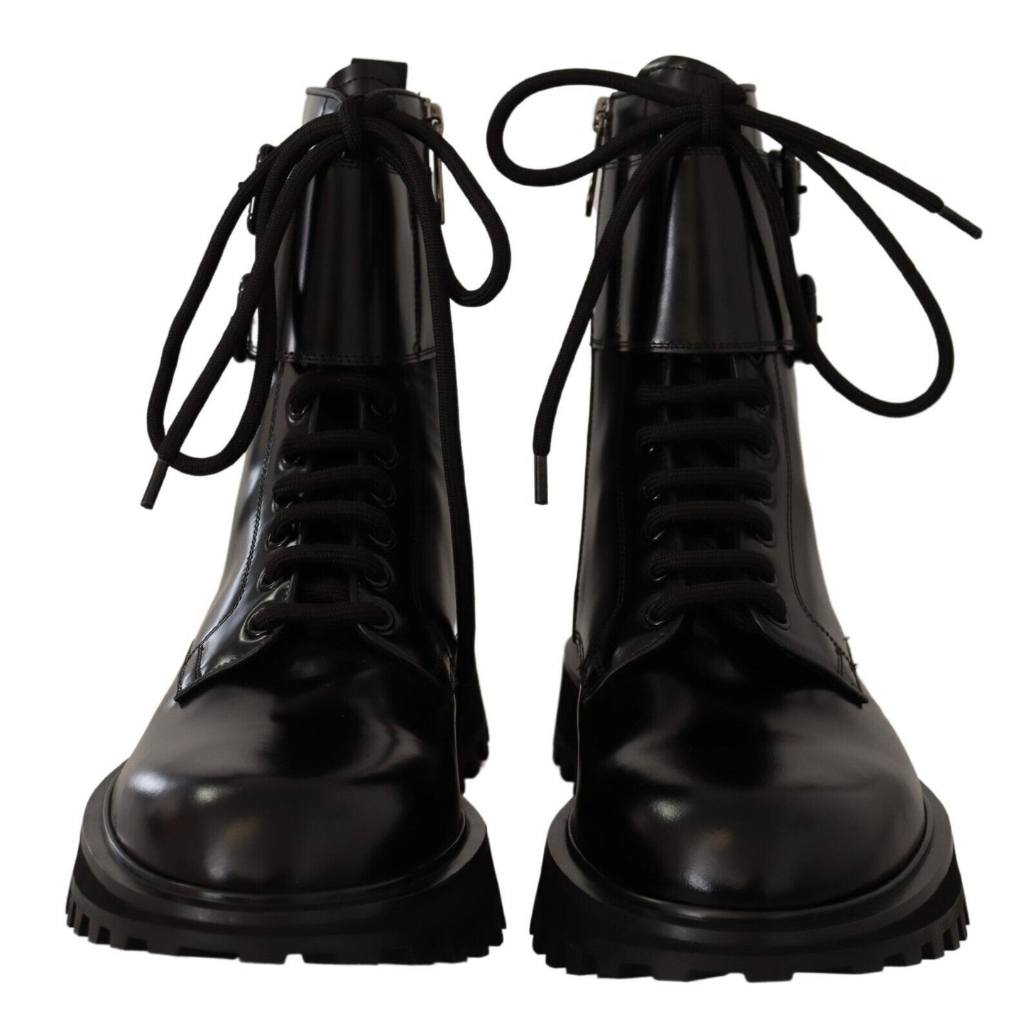 Elegante schwarze Lederstiefeletten