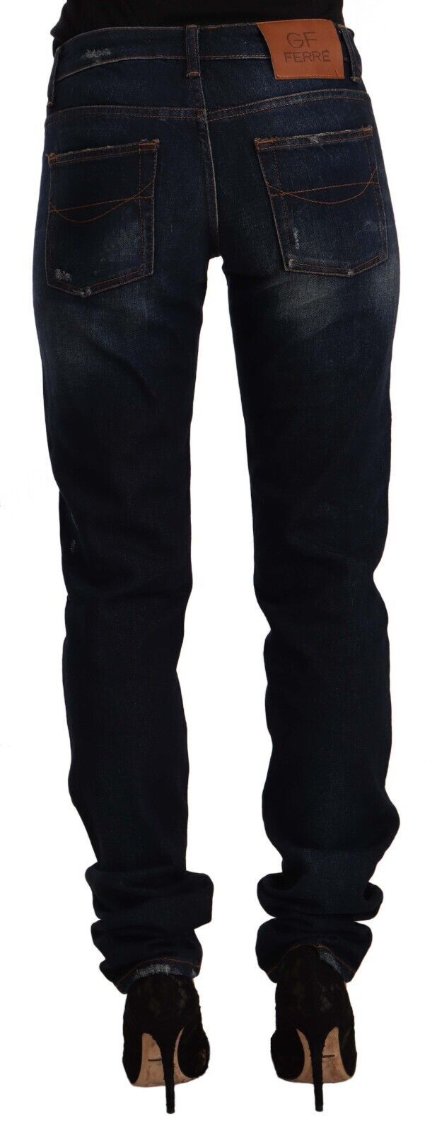 Schicke Mid-Waist Skinny Jeans in dunkelblauer Waschung