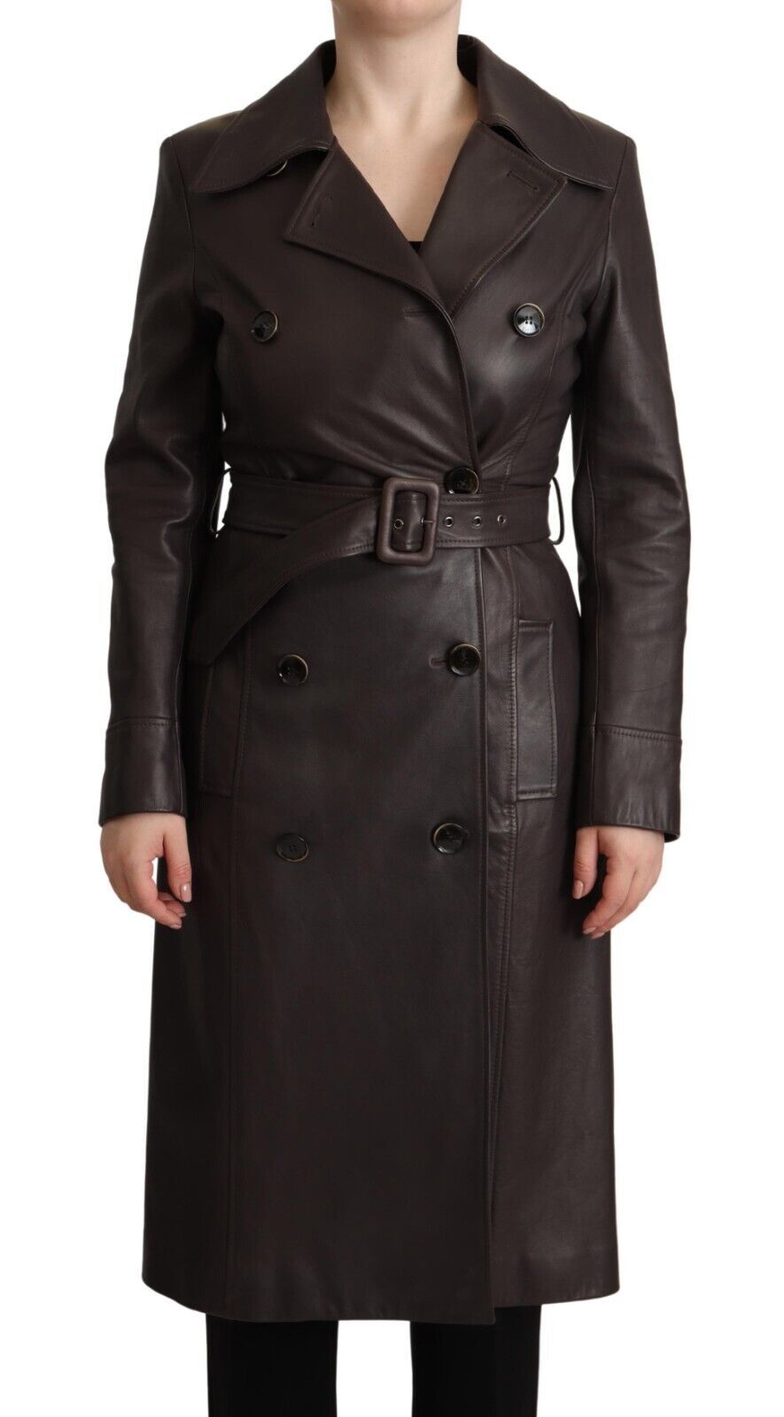 Eleganter zweireihiger Lammledermantel